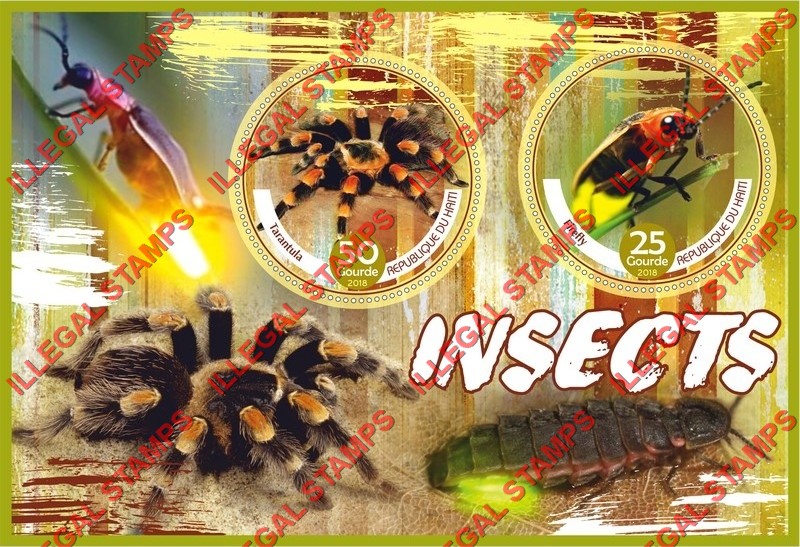 Haiti 2018 Insects Illegal Stamp Souvenir Sheet of 2 Haiti 2018 Insects Illegal Stamp Souvenir Sheet of 2