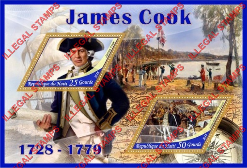 Haiti 2018 James Cook Illegal Stamp Souvenir Sheet of 2 Haiti 2018 James Cook Illegal Stamp Souvenir Sheet of 2