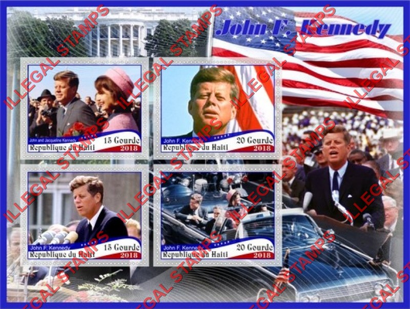 Haiti 2018 John F. Kennedy (different) Illegal Stamp Souvenir Sheet of 4 Haiti 2018 John F. Kennedy (different) Illegal Stamp Souvenir Sheet of 4