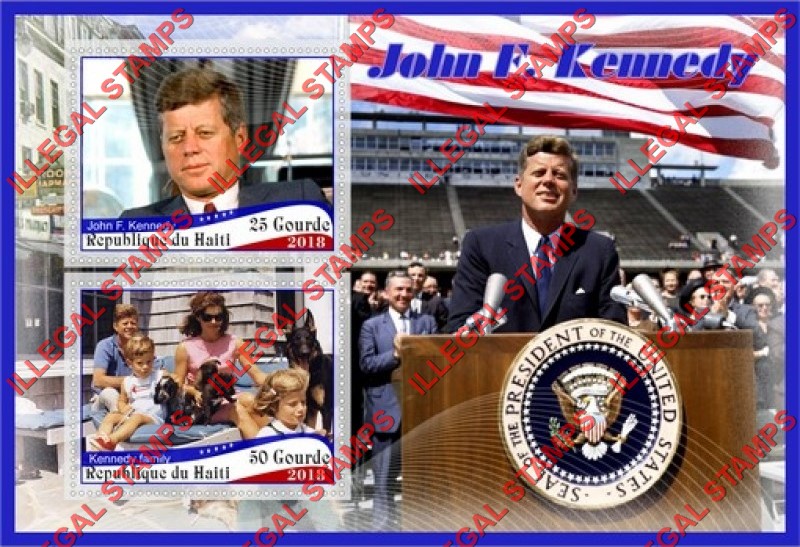 Haiti 2018 John F. Kennedy (different) Illegal Stamp Souvenir Sheet of 2 Haiti 2018 John F. Kennedy (different) Illegal Stamp Souvenir Sheet of 2