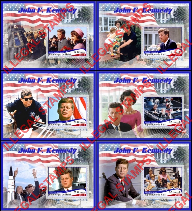 Haiti 2018 John F. Kennedy (different) Illegal Stamp Souvenir Sheets of 1 Haiti 2018 John F. Kennedy (different) Illegal Stamp Souvenir Sheets of 1