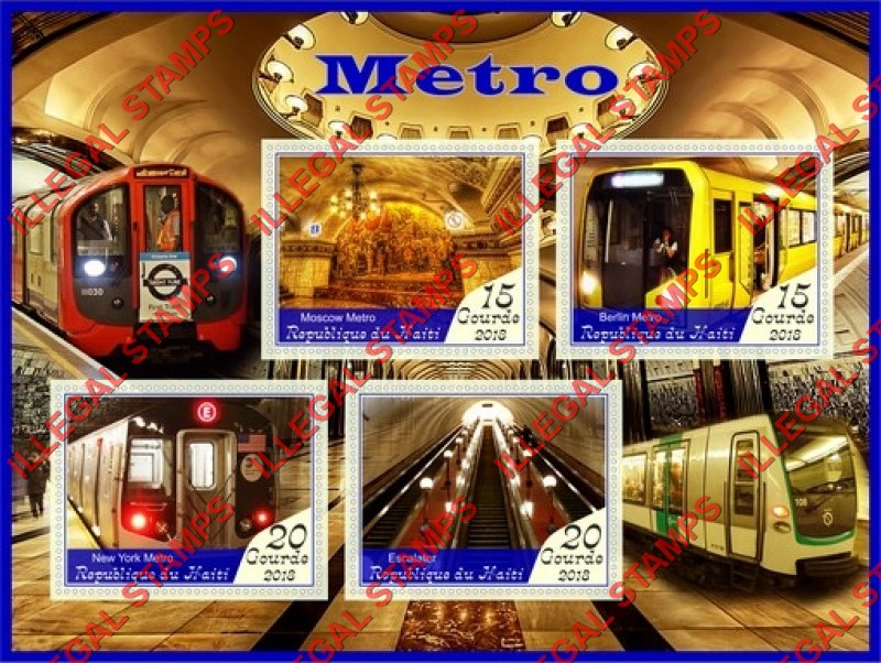 Haiti 2018 Metro Illegal Stamp Souvenir Sheet of 4 Haiti 2018 Metro Illegal Stamp Souvenir Sheet of 4