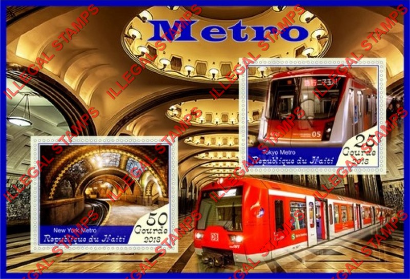 Haiti 2018 Metro Illegal Stamp Souvenir Sheet of 2 Haiti 2018 Metro Illegal Stamp Souvenir Sheet of 2