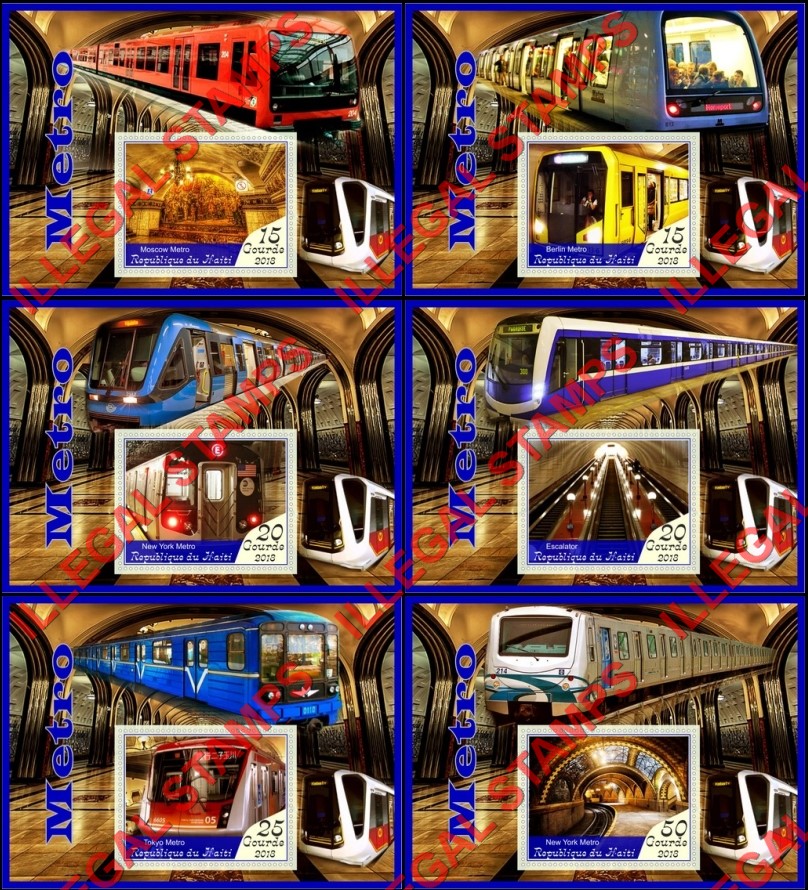 Haiti 2018 Metro Illegal Stamp Souvenir Sheets of 1 Haiti 2018 Metro Illegal Stamp Souvenir Sheets of 1
