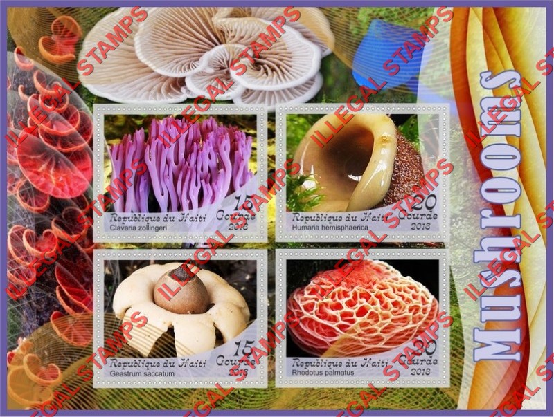 Haiti 2018 Mushrooms (different) Illegal Stamp Souvenir Sheet of 4 Haiti 2018 Mushrooms (different) Illegal Stamp Souvenir Sheet of 4