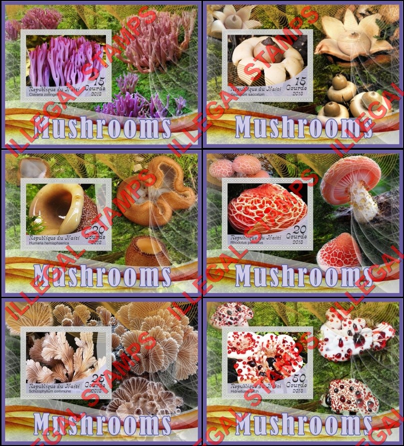 Haiti 2018 Mushrooms (different) Illegal Stamp Souvenir Sheets of 1 Haiti 2018 Mushrooms (different) Illegal Stamp Souvenir Sheets of 1