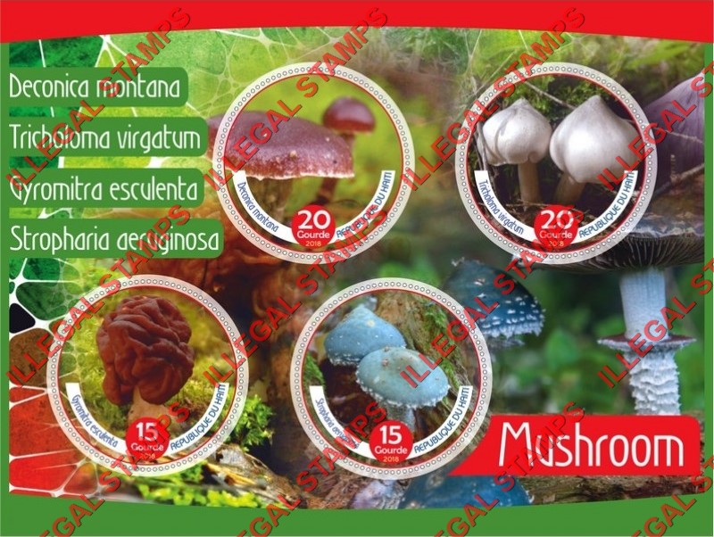 Haiti 2018 Mushrooms Illegal Stamp Souvenir Sheet of 4 Haiti 2018 Mushrooms Illegal Stamp Souvenir Sheet of 4