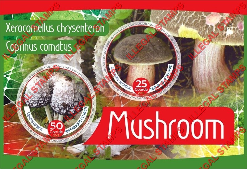 Haiti 2018 Mushrooms Illegal Stamp Souvenir Sheet of 2 Haiti 2018 Mushrooms Illegal Stamp Souvenir Sheet of 2
