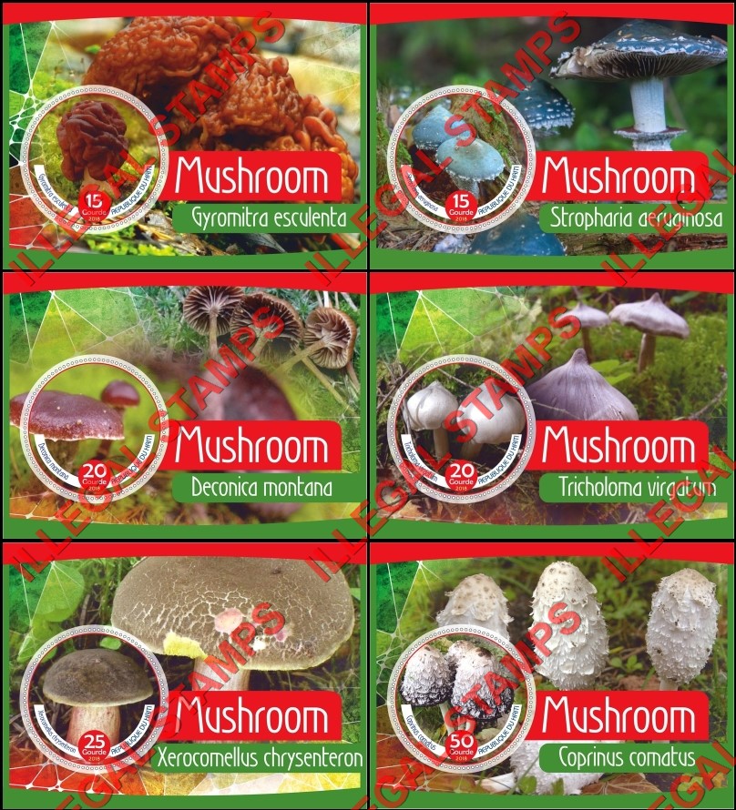 Haiti 2018 Mushrooms Illegal Stamp Souvenir Sheets of 1 Haiti 2018 Mushrooms Illegal Stamp Souvenir Sheets of 1