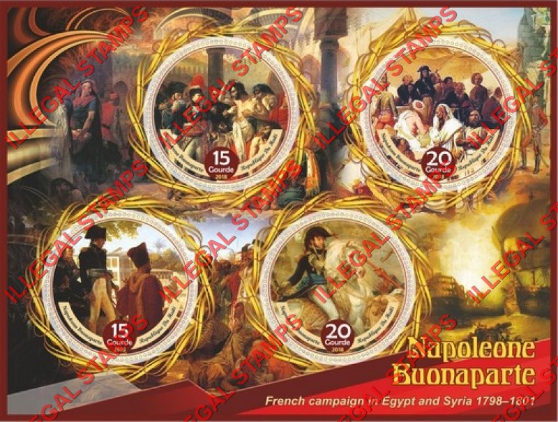 Haiti 2018 Napoleon Bonaparte (different a) Illegal Stamp Souvenir Sheet of 4 Haiti 2018 Napoleon Bonaparte (different a) Illegal Stamp Souvenir Sheet of 4