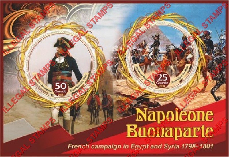 Haiti 2018 Napoleon Bonaparte (different a) Illegal Stamp Souvenir Sheet of 2 Haiti 2018 Napoleon Bonaparte (different a) Illegal Stamp Souvenir Sheet of 2