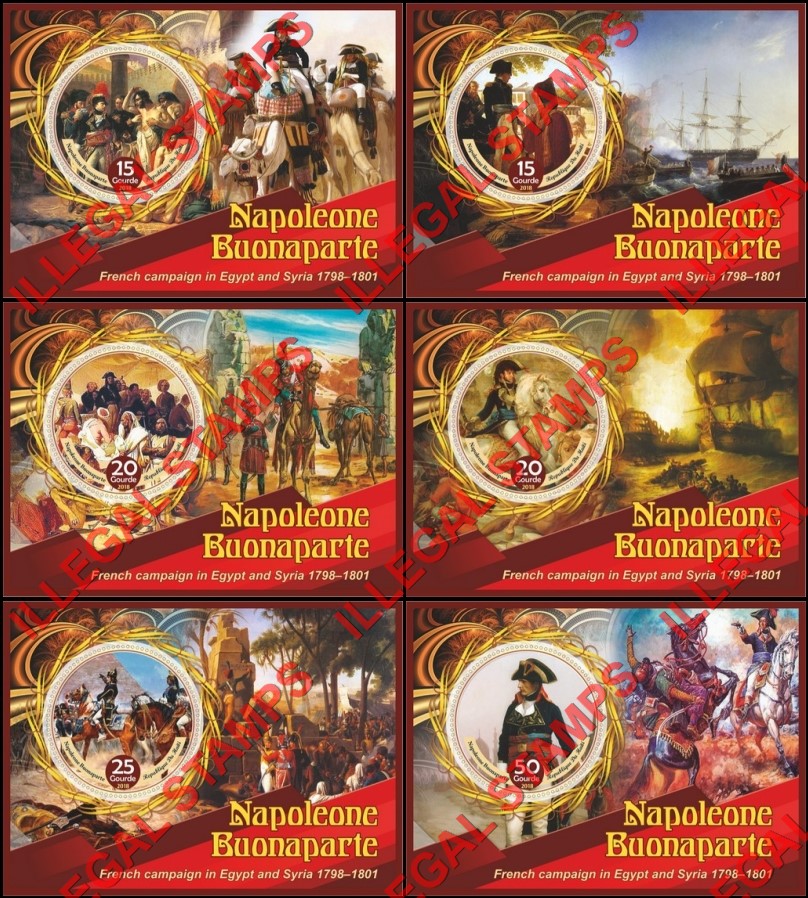 Haiti 2018 Napoleon Bonaparte (different a) Illegal Stamp Souvenir Sheets of 1 Haiti 2018 Napoleon Bonaparte (different a) Illegal Stamp Souvenir Sheets of 1