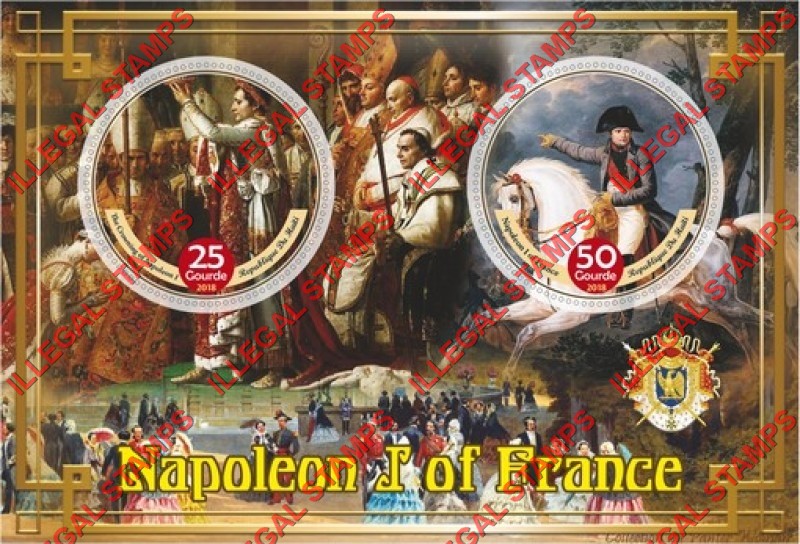Haiti 2018 Napoleon Bonaparte (different) Illegal Stamp Souvenir Sheet of 2 Haiti 2018 Napoleon Bonaparte (different) Illegal Stamp Souvenir Sheet of 2