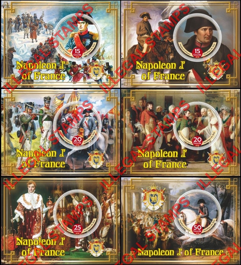 Haiti 2018 Napoleon Bonaparte (different) Illegal Stamp Souvenir Sheets of 1 Haiti 2018 Napoleon Bonaparte (different) Illegal Stamp Souvenir Sheets of 1