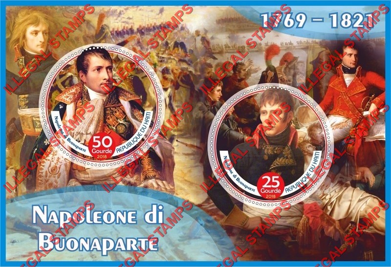 Haiti 2018 Napoleon Bonaparte Illegal Stamp Souvenir Sheet of 2 Haiti 2018 Napoleon Bonaparte Illegal Stamp Souvenir Sheet of 2