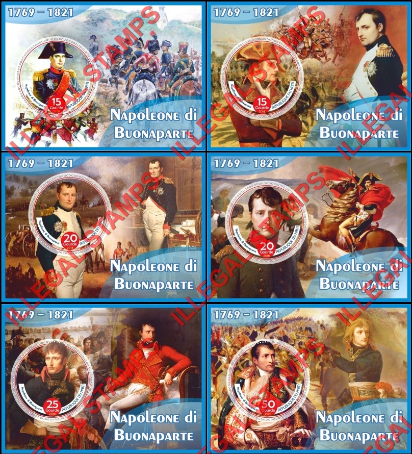 Haiti 2018 Napoleon Bonaparte Illegal Stamp Souvenir Sheets of 1 Haiti 2018 Napoleon Bonaparte Illegal Stamp Souvenir Sheets of 1