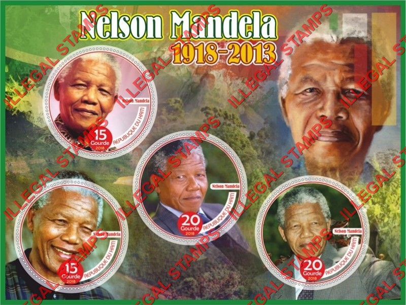 Haiti 2018 Nelson Mandela Illegal Stamp Souvenir Sheet of 4 Haiti 2018 Nelson Mandela Illegal Stamp Souvenir Sheet of 4