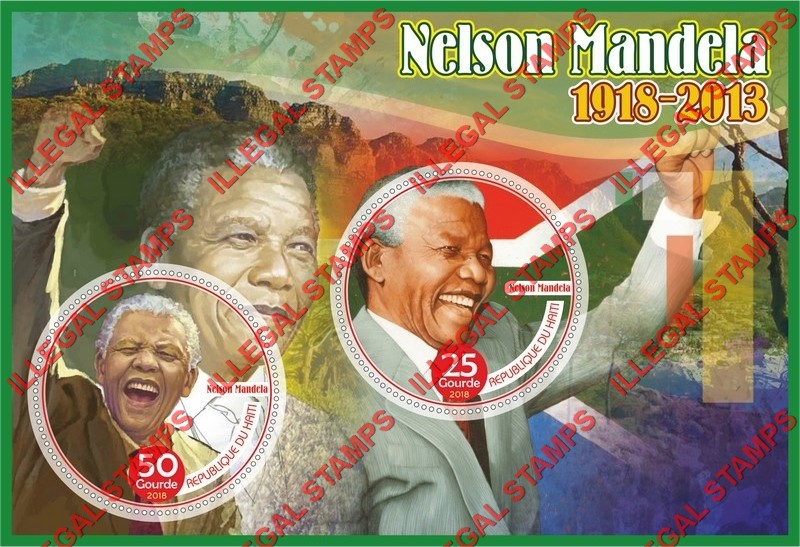 Haiti 2018 Nelson Mandela Illegal Stamp Souvenir Sheet of 2 Haiti 2018 Nelson Mandela Illegal Stamp Souvenir Sheet of 2