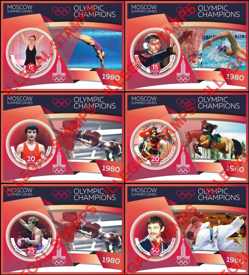 Haiti 2018 Olympic Champions in Moscow 1980 Illegal Stamp Souvenir Sheets of 1 Haiti 2018 Olympic Champions in Moscow 1980 Illegal Stamp Souvenir Sheets of 1