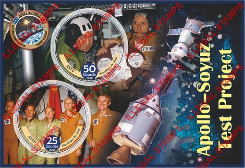 Haiti 2018 Space Apollo Soyuz Test Project Illegal Stamp Souvenir Sheet of 2 Haiti 2018 Space Apollo Soyuz Test Project Illegal Stamp Souvenir Sheet of 2