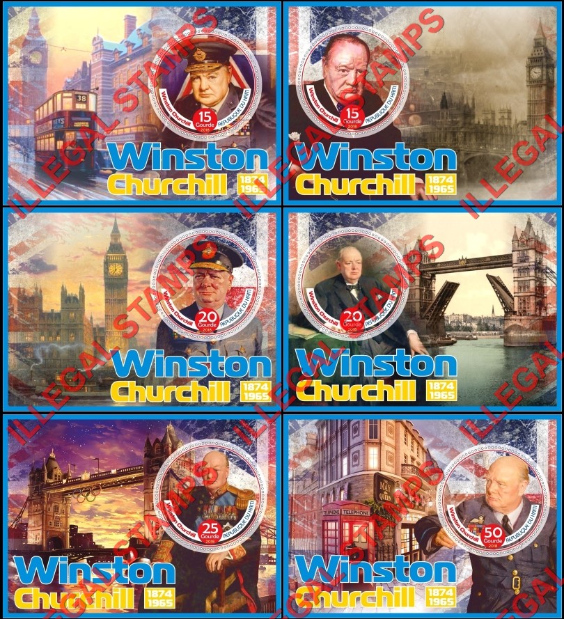 Haiti 2018 Winston Churchill Illegal Stamp Souvenir Sheets of 1 Haiti 2018 Winston Churchill Illegal Stamp Souvenir Sheets of 1
