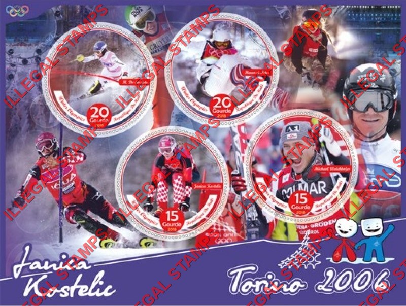 Haiti 2018 Winter Olympic Games in Torino 2006 Illegal Stamp Souvenir Sheet of 4 Haiti 2018 Winter Olympic Games in Torino 2006 Illegal Stamp Souvenir Sheet of 4