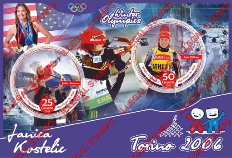 Haiti 2018 Winter Olympic Games in Torino 2006 Illegal Stamp Souvenir Sheet of 2 Haiti 2018 Winter Olympic Games in Torino 2006 Illegal Stamp Souvenir Sheet of 2