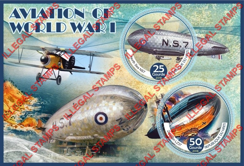 Haiti 2018 World War I Aviation Illegal Stamp Souvenir Sheet of 2 Haiti 2018 World War I Aviation Illegal Stamp Souvenir Sheet of 2