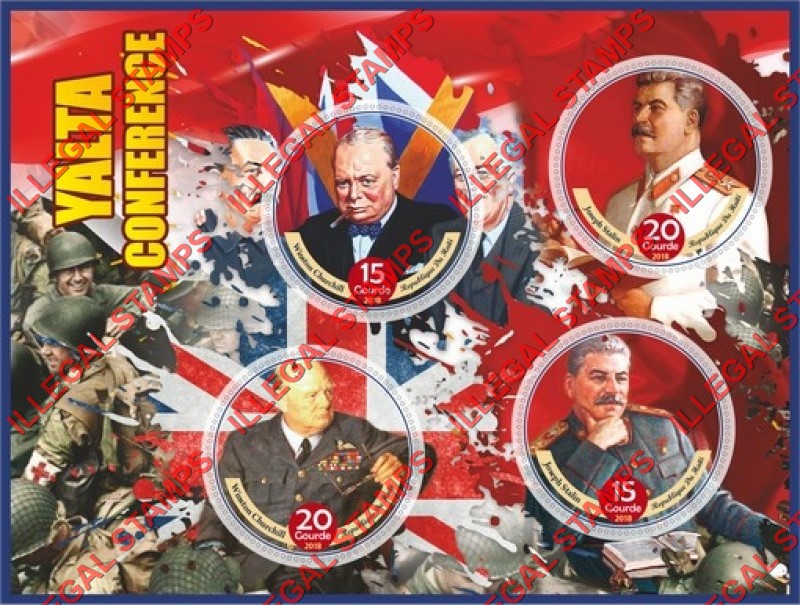 Haiti 2018 Yalta Conference (different) Illegal Stamp Souvenir Sheet of 4 Haiti 2018 Yalta Conference (different) Illegal Stamp Souvenir Sheet of 4
