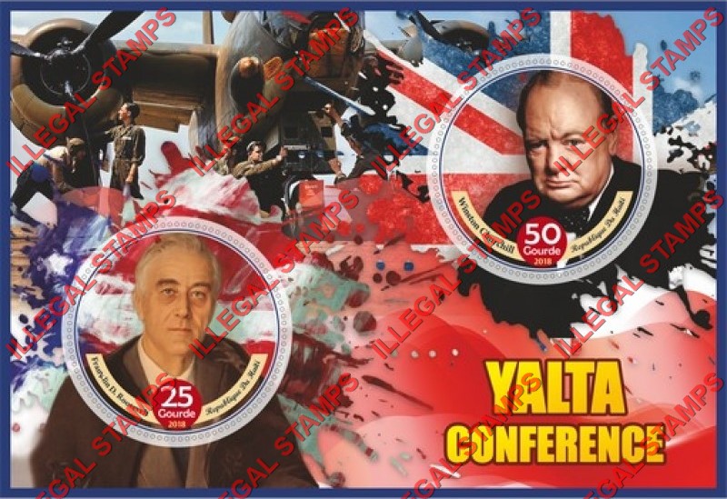 Haiti 2018 Yalta Conference (different) Illegal Stamp Souvenir Sheet of 2 Haiti 2018 Yalta Conference (different) Illegal Stamp Souvenir Sheet of 2