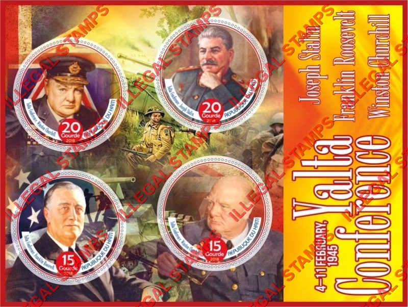 Haiti 2018 Yalta Conference Illegal Stamp Souvenir Sheet of 4 Haiti 2018 Yalta Conference Illegal Stamp Souvenir Sheet of 4