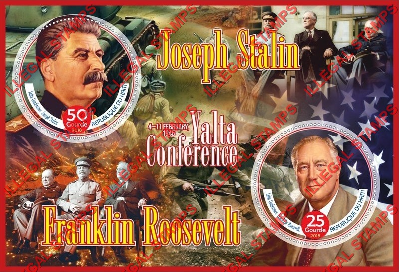Haiti 2018 Yalta Conference Illegal Stamp Souvenir Sheet of 2 Haiti 2018 Yalta Conference Illegal Stamp Souvenir Sheet of 2