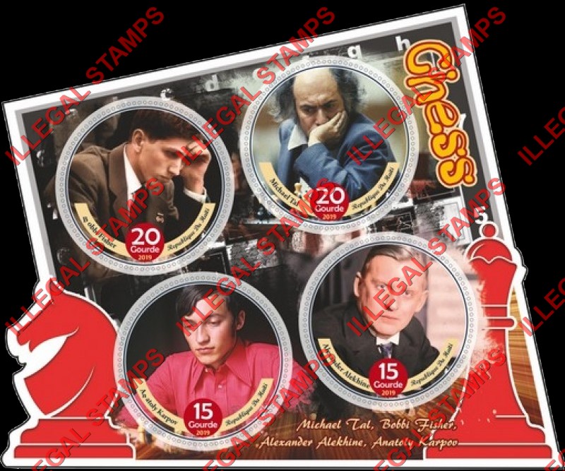 Haiti 2019 Chess Players Illegal Stamp Souvenir Sheet of 4 Haiti 2019 Chess Players Illegal Stamp Souvenir Sheet of 4