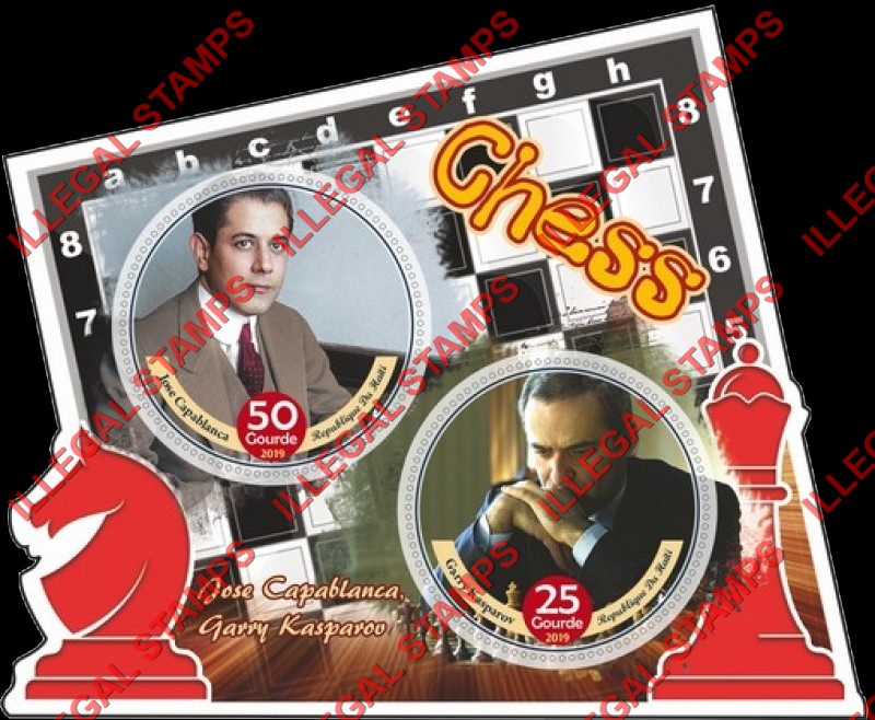 Haiti 2019 Chess Players Illegal Stamp Souvenir Sheet of 2 Haiti 2019 Chess Players Illegal Stamp Souvenir Sheet of 2