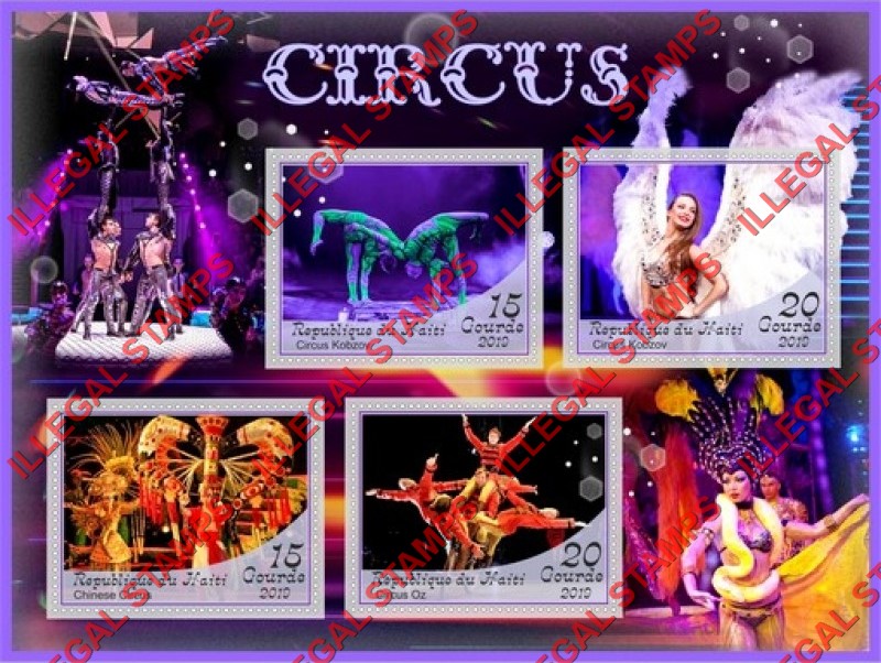 Haiti 2019 Circus Illegal Stamp Souvenir Sheet of 4 Haiti 2019 Circus Illegal Stamp Souvenir Sheet of 4