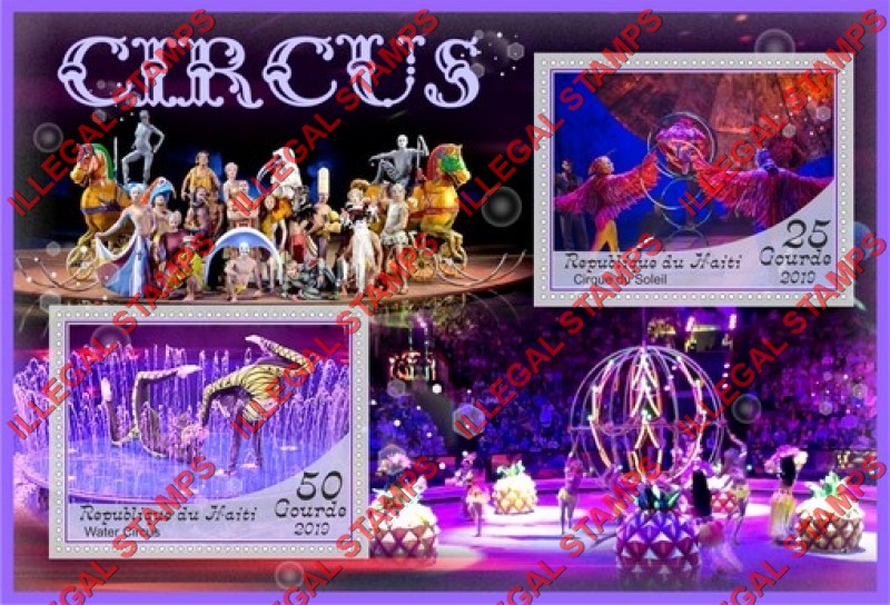 Haiti 2019 Circus Illegal Stamp Souvenir Sheet of 2 Haiti 2019 Circus Illegal Stamp Souvenir Sheet of 2