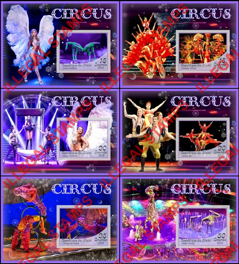 Haiti 2019 Circus Illegal Stamp Souvenir Sheets of 1 Haiti 2019 Circus Illegal Stamp Souvenir Sheets of 1