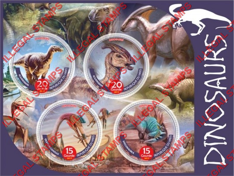 Haiti 2019 Dinosaurs (different) Illegal Stamp Souvenir Sheet of 4 Haiti 2019 Dinosaurs (different) Illegal Stamp Souvenir Sheet of 4