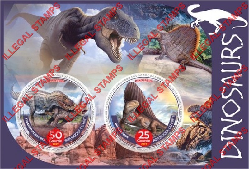 Haiti 2019 Dinosaurs (different) Illegal Stamp Souvenir Sheet of 2 Haiti 2019 Dinosaurs (different) Illegal Stamp Souvenir Sheet of 2