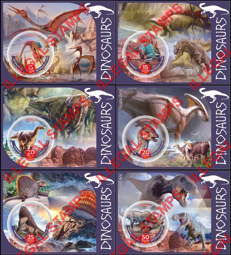 Haiti 2019 Dinosaurs (different) Illegal Stamp Souvenir Sheets of 1 Haiti 2019 Dinosaurs (different) Illegal Stamp Souvenir Sheets of 1