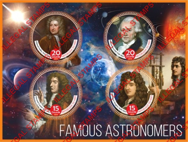 Haiti 2019 Famous Astronomers Illegal Stamp Souvenir Sheet of 4 Haiti 2019 Famous Astronomers Illegal Stamp Souvenir Sheet of 4