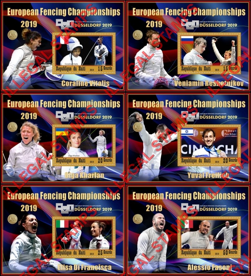 Haiti 2019 Fencing European Championships Illegal Stamp Souvenir Sheets of 1 Haiti 2019 Fencing European Championships Illegal Stamp Souvenir Sheets of 1