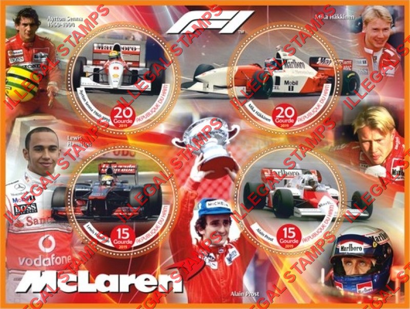 Haiti 2019 Formula I Drivers McLaren Illegal Stamp Souvenir Sheet of 4 Haiti 2019 Formula I Drivers McLaren Illegal Stamp Souvenir Sheet of 4