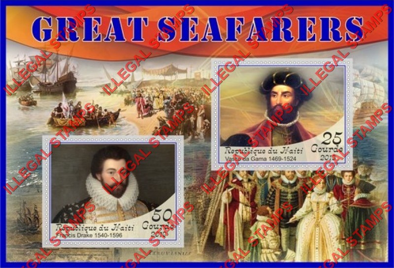 Haiti 2019 Great Seafarers Illegal Stamp Souvenir Sheet of 2 Haiti 2019 Great Seafarers Illegal Stamp Souvenir Sheet of 2