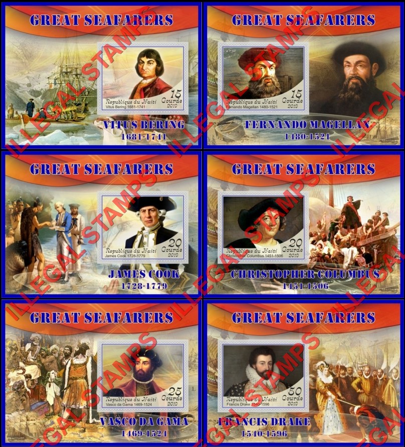 Haiti 2019 Great Seafarers Illegal Stamp Souvenir Sheets of 1 Haiti 2019 Great Seafarers Illegal Stamp Souvenir Sheets of 1