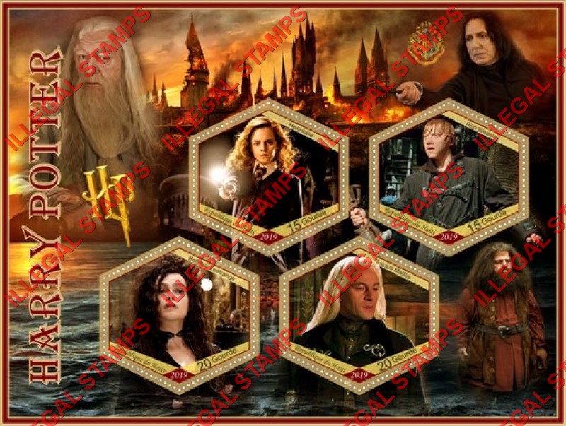 Haiti 2019 Harry Potter Illegal Stamp Souvenir Sheet of 4 Haiti 2019 Harry Potter Illegal Stamp Souvenir Sheet of 4