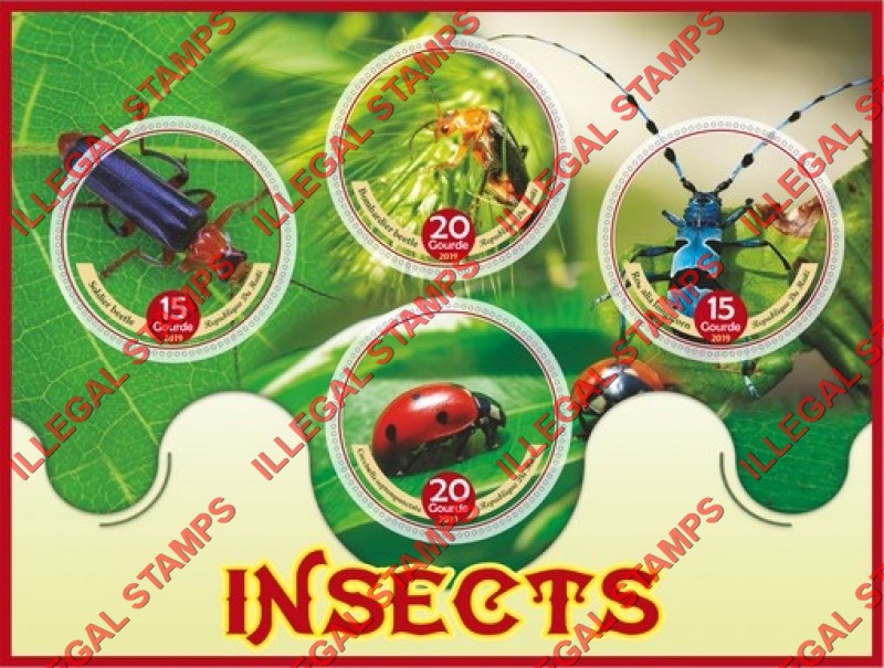 Haiti 2019 Insects Illegal Stamp Souvenir Sheet of 4 Haiti 2019 Insects Illegal Stamp Souvenir Sheet of 4