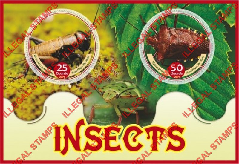 Haiti 2019 Insects Illegal Stamp Souvenir Sheet of 2 Haiti 2019 Insects Illegal Stamp Souvenir Sheet of 2