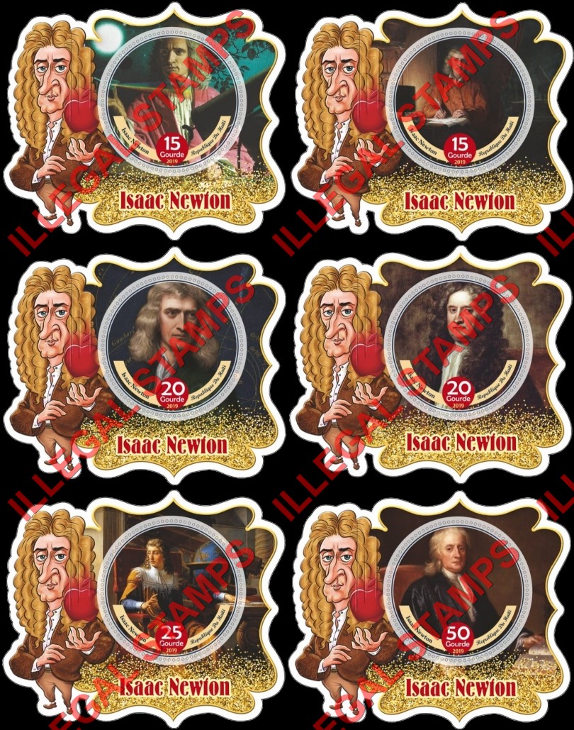 Haiti 2019 Isaac Newton Illegal Stamp Souvenir Sheets of 1 Haiti 2019 Isaac Newton Illegal Stamp Souvenir Sheets of 1