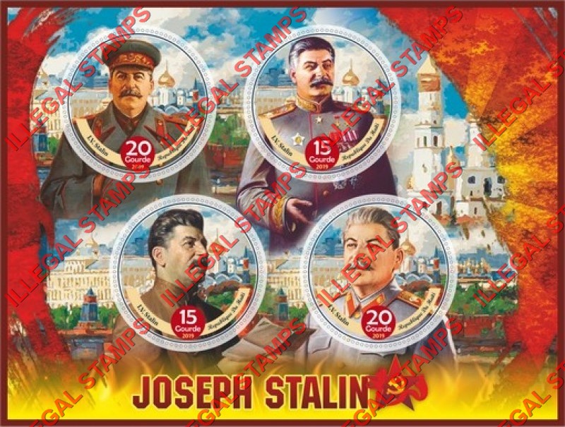 Haiti 2019 Joseph Stalin Illegal Stamp Souvenir Sheet of 4 Haiti 2019 Joseph Stalin Illegal Stamp Souvenir Sheet of 4